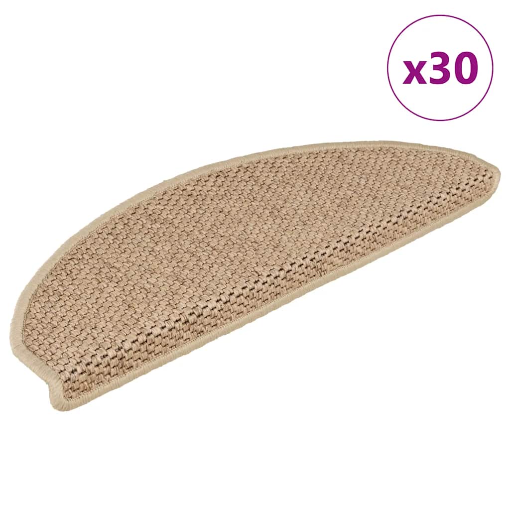 Vidaxl trapmatten zelfklevend sisal-look 30 st 65x21x4 cm zand