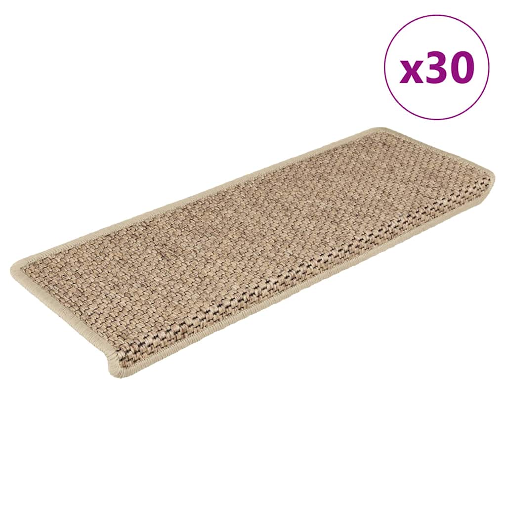 Vidaxl trapmatten zelfklevend 30 st sisal-look 65x21x4 cm zandkleurig