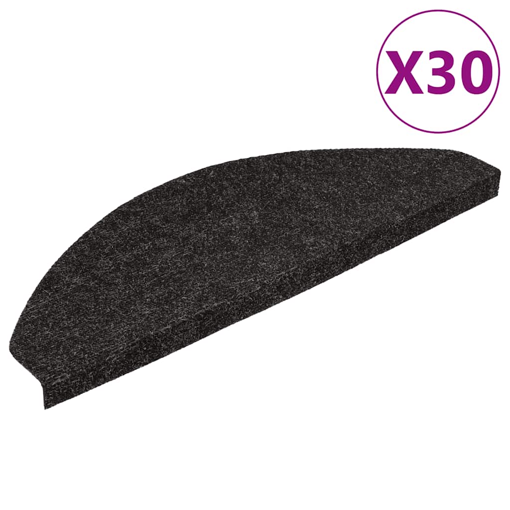 Vidaxl trapmatten zelfklevend 30 st 56x17x3 cm zwart