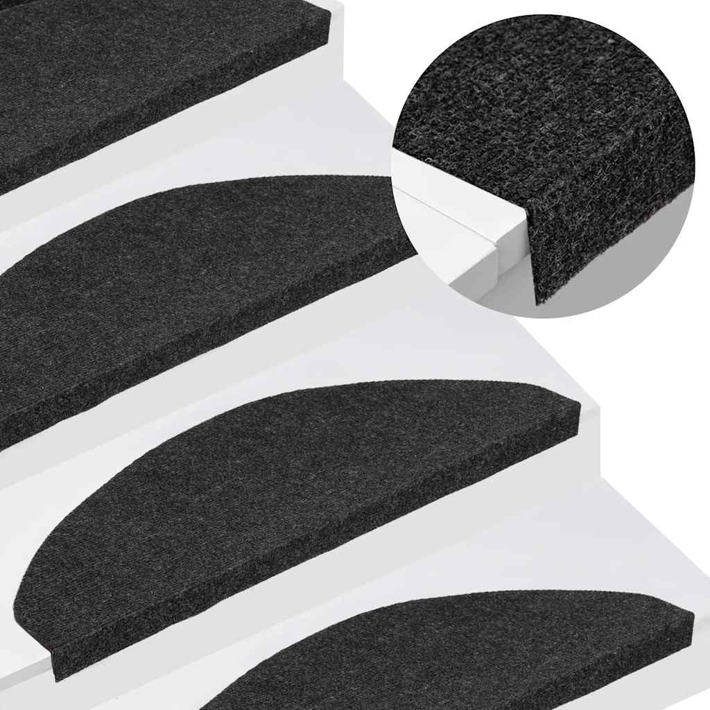Vidaxl trapmatten zelfklevend 30 st 65x22,5x3,5 cm zwart