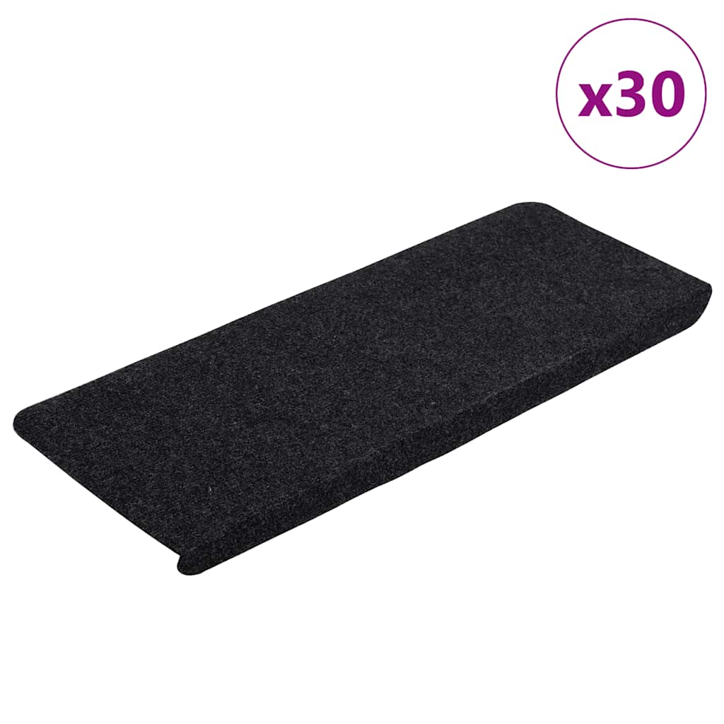 Vidaxl trapmatten zelfklevend 30 st 65x24,5x3,5 cm zwart
