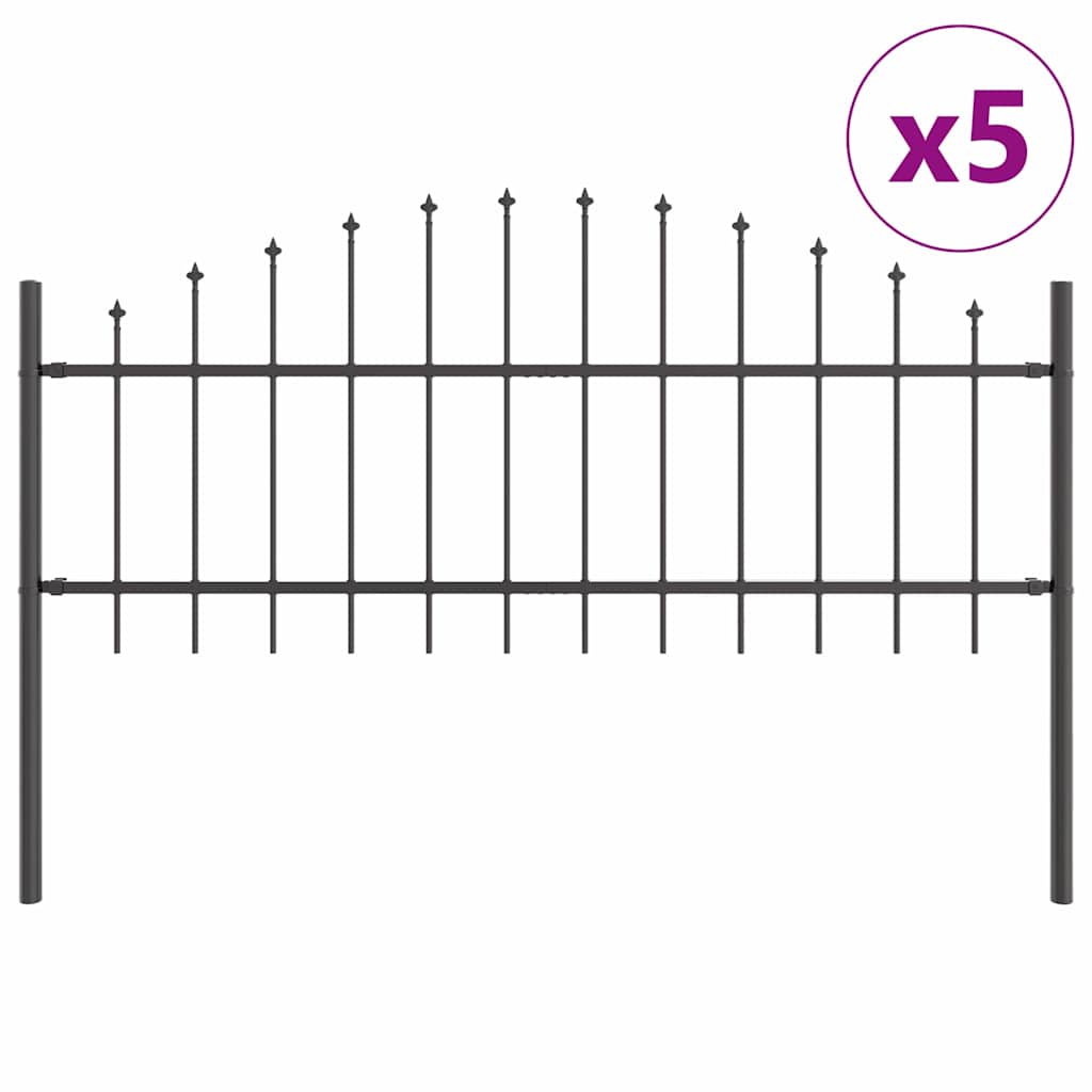 Vidaxl tuinhek 5 pcs grijs 170 x 140 cm gepoedercoat staal