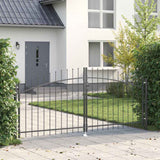 Vidaxl dubbele poort met slot grijs 299,5 x 149,5 cm staal