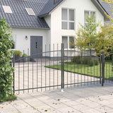 Vidaxl dubbele poort met slot grijs 299,5 x 149,5 cm staal