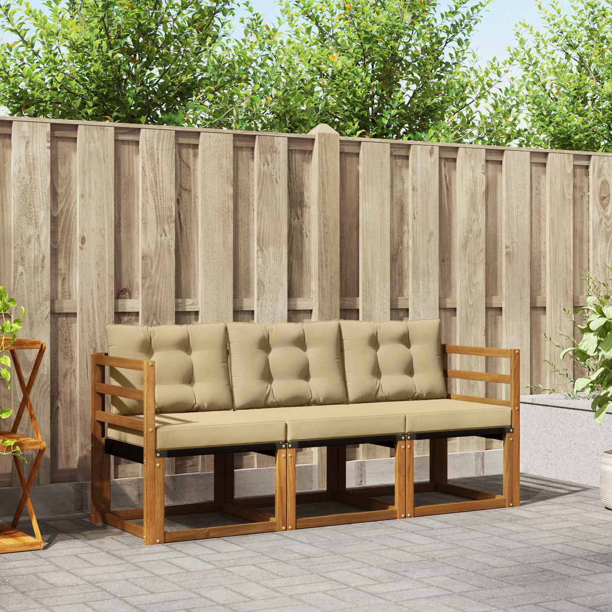 Vidaxl buiten bankenset 3 st natuurlijk en beige