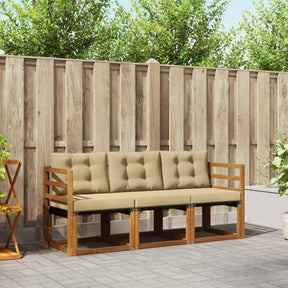 Vidaxl buiten bankenset 3 st natuurlijk en beige