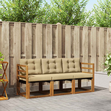 Vidaxl buiten bankenset 3 st natuurlijk en beige