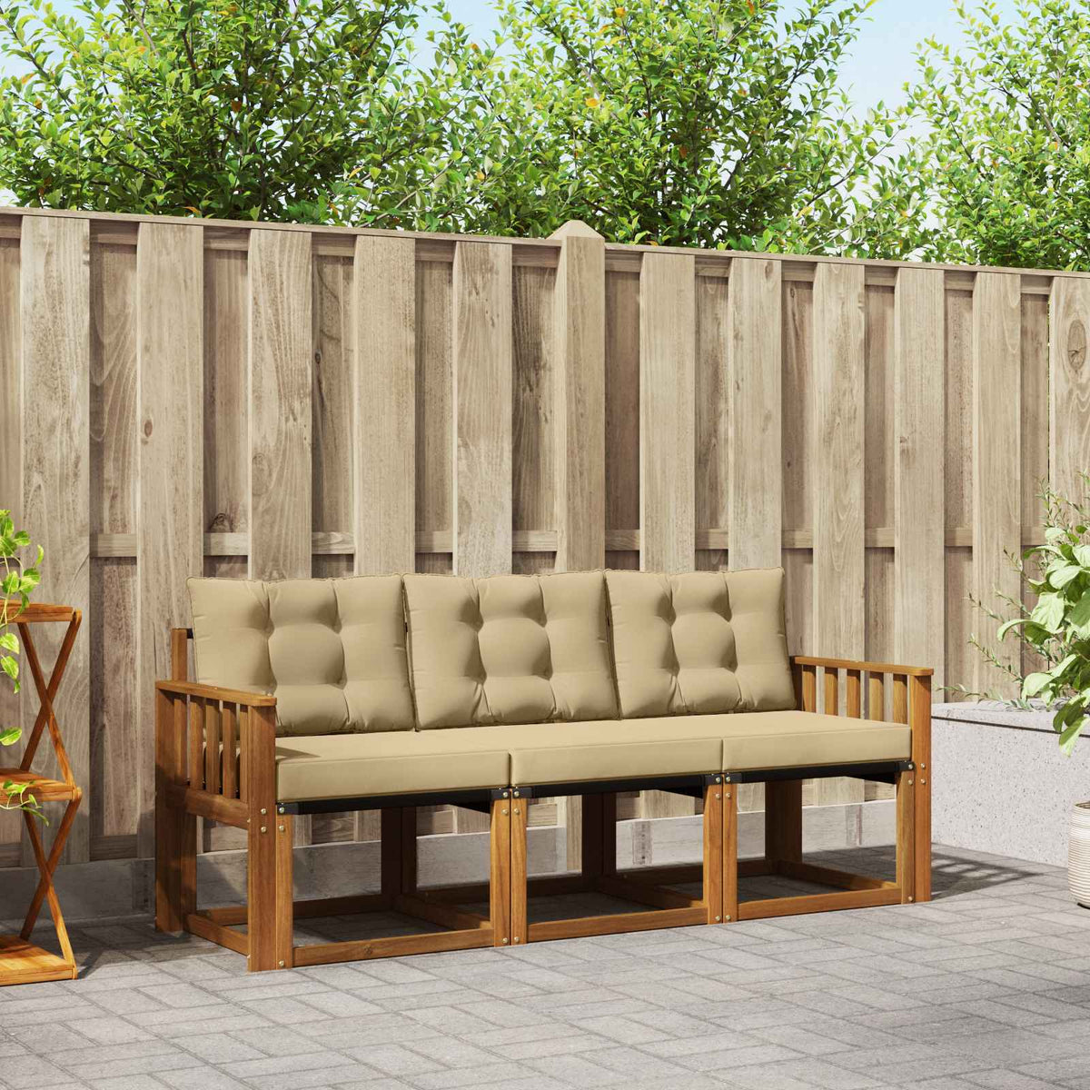 Vidaxl buiten bankenset 3 st natuurlijk en beige