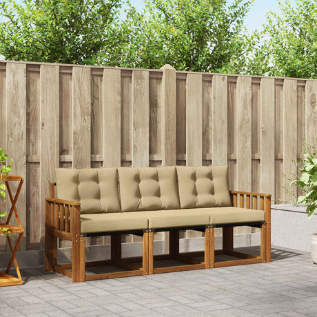 Vidaxl buiten bankenset 3 st natuurlijk en beige