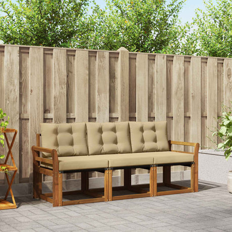 Vidaxl buiten bankenset 3 st natuurlijk en beige