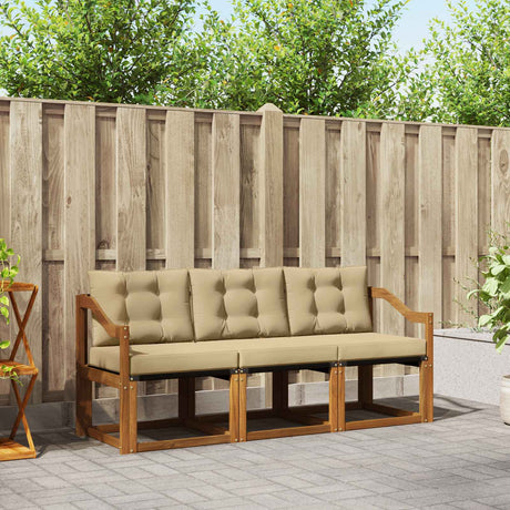 Vidaxl buiten bankenset 3 st natuurlijk en beige