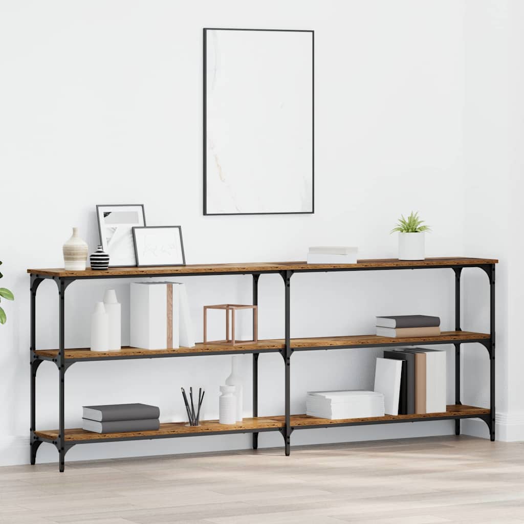 Vidaxl wandtafel oud hout 200 x 29 x 75 cm geperst hout en metaal