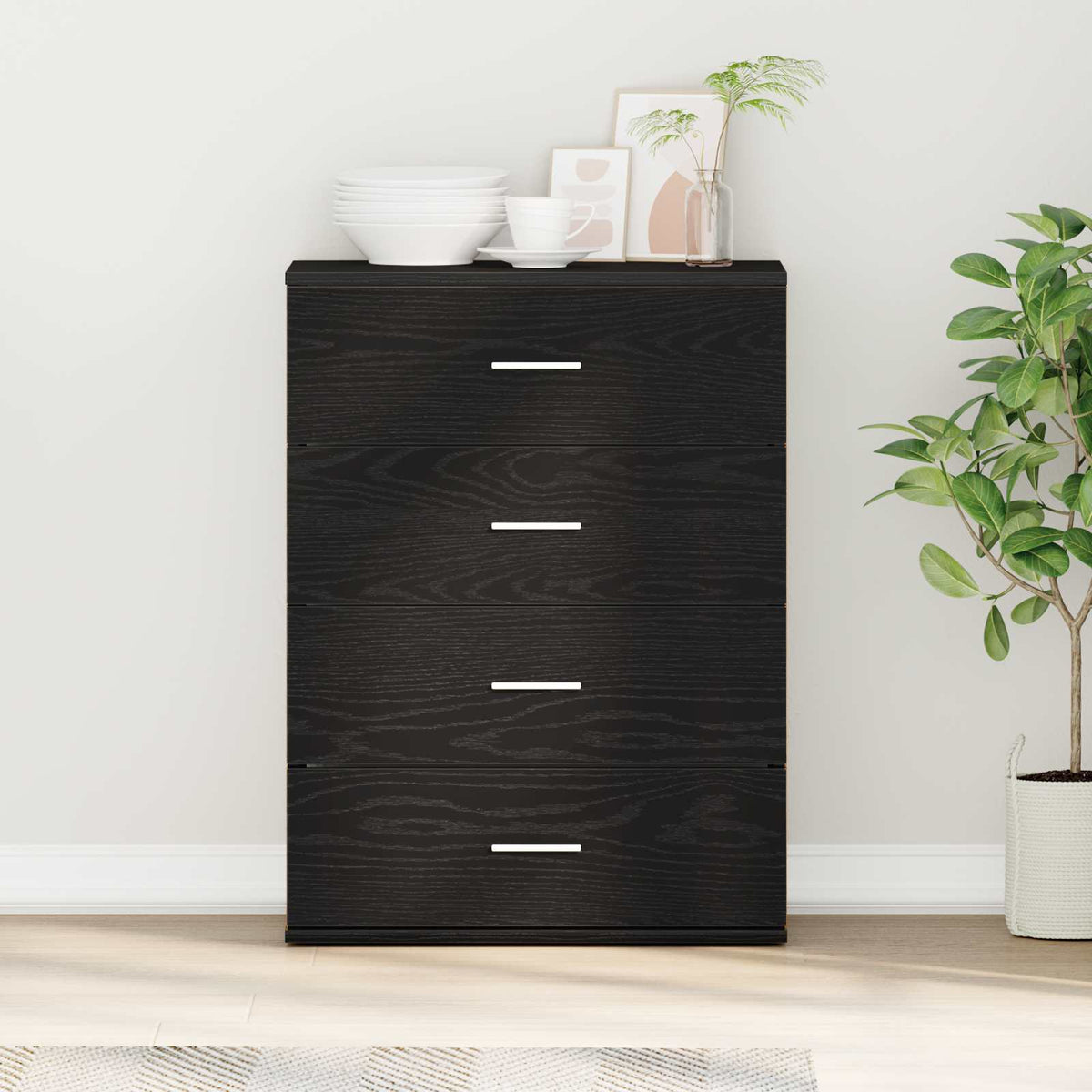 Vidaxl dressoir zwart eiken 60 x 39 x 80 cm bewerkt hout