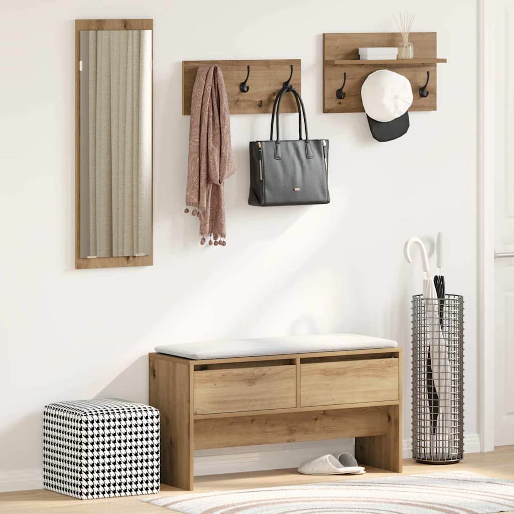 Vidaxl halmeubelset 4 st ambachtelijk eiken 90 x 31 x 46,5 cm