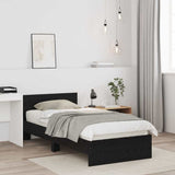 Vidaxl bedframe met hoofdeinde zwart eiken 90 x 200 cm bewerkt hout