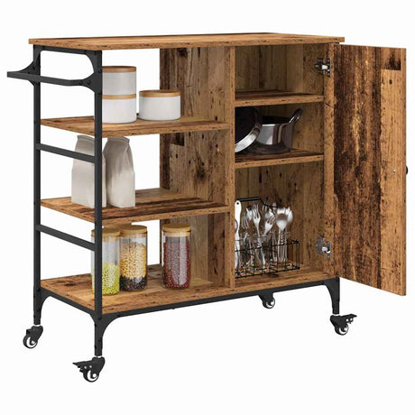 Vidaxl keuken trolley oudhout 87.5 x 39 x 84.5 cm bewerkt hout