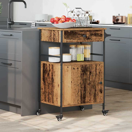 Vidaxl keuken trolley oudhout 56 x 43 x 89,5 cm bewerkt hout