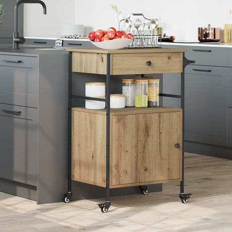 Vidaxl keuken trolley artisan eiken 56 x 43 x 89,5 cm bewerkt hout