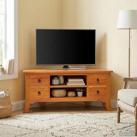 Vidaxl tv-kast met lade naturel 100 x 40,5 x 46 cm massief mahoniehout