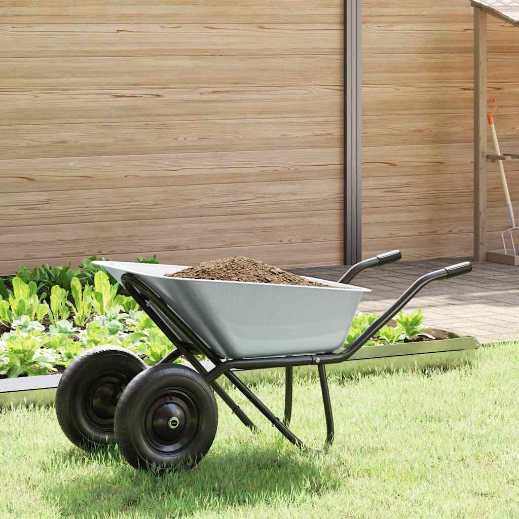 Vidaxl kruiwagen zilver en zwart 137 x 60 x 65,5 cm staal