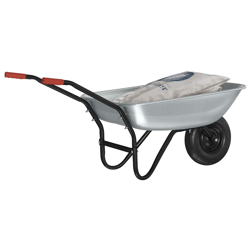Vidaxl kruiwagen zilver en zwart 133 x 62,5 x 58 cm staal