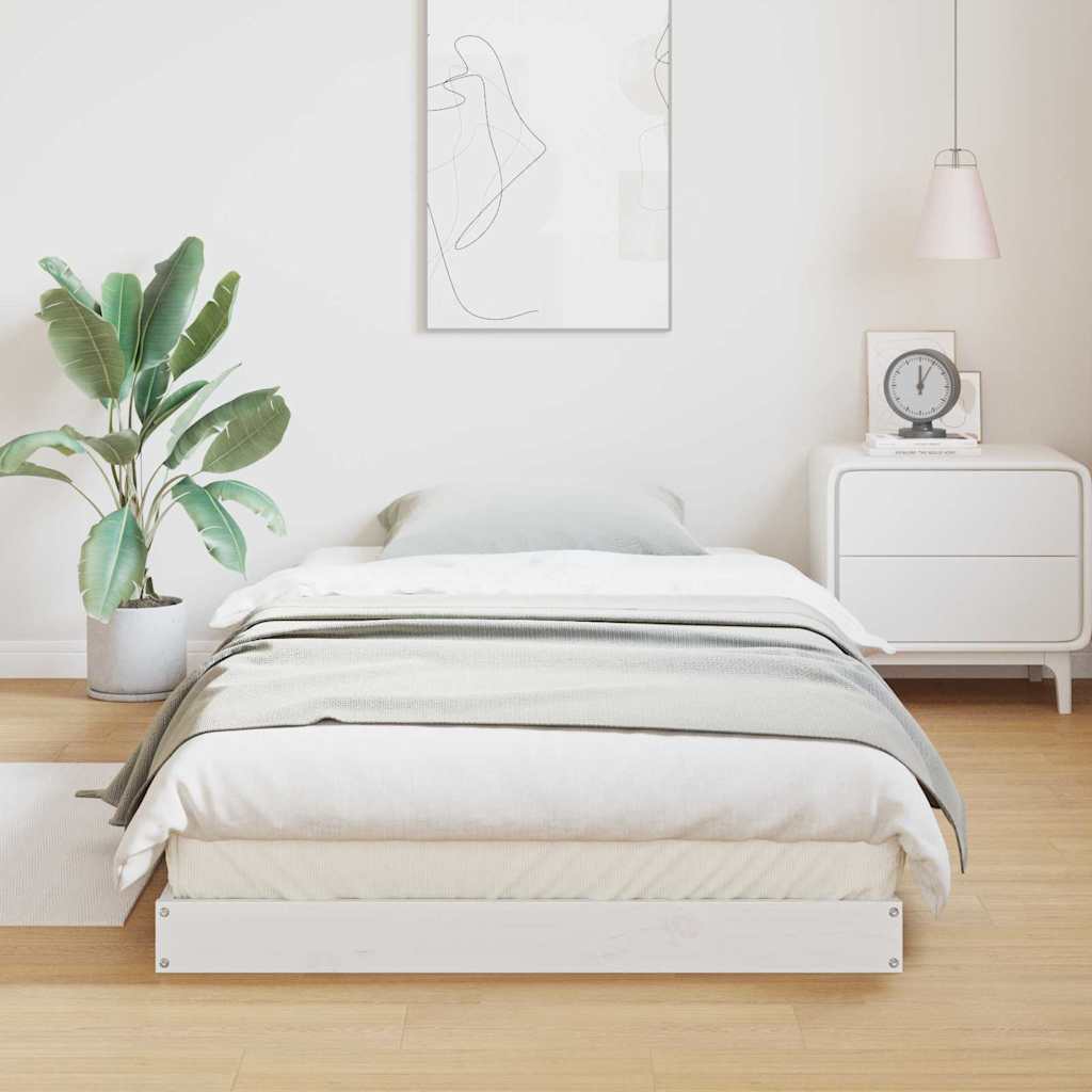 Vidaxl vloerbedframe wit 90 x 210 cm massief grenenhout