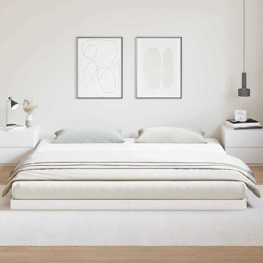 Vidaxl vloerbedframe wit 213,5 x 204 x 9 cm massief grenenhout