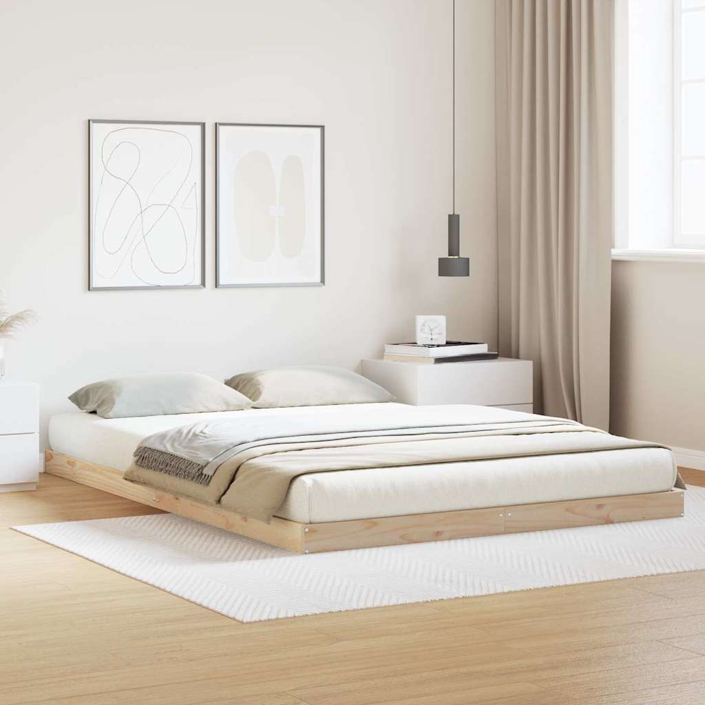 Vidaxl vloerbedframe naturel 140 x 220 cm massief grenenhout