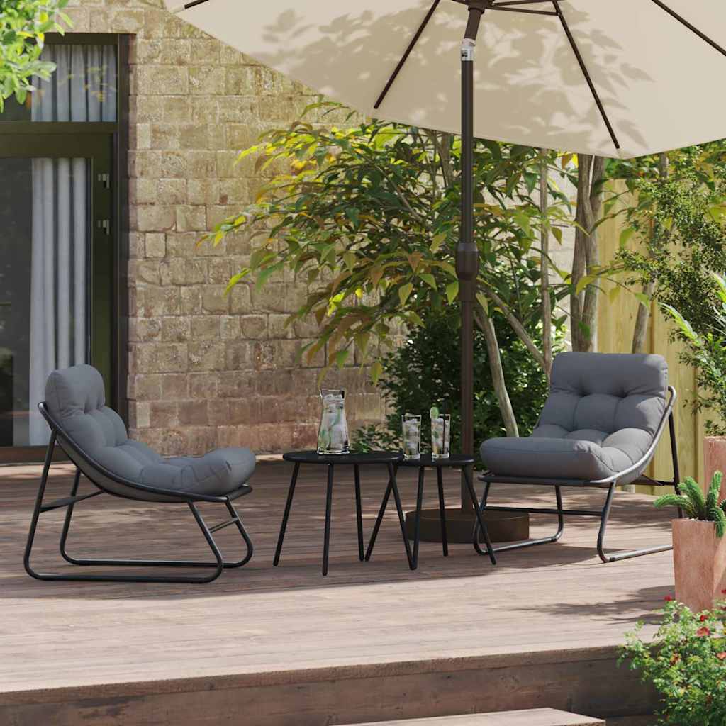 Vidaxl tuinmeubelen 2 st zwart gepoedercoat staal