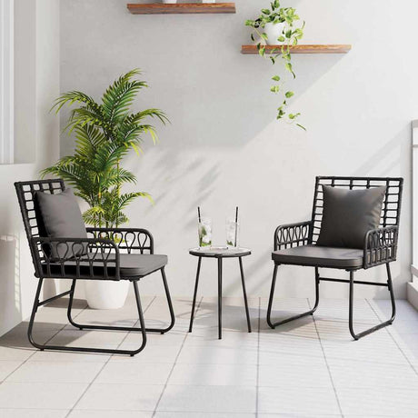 Vidaxl tuin eettafelset 3 st zwart en anthraciet poly rattan