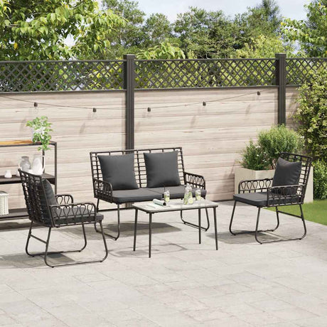 Vidaxl tuin eettafelset 3 st zwart en anthraciet poly rattan