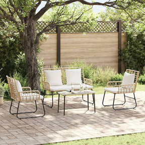 Vidaxl tuin eettafelset 3 st bruin en crème poly rattan