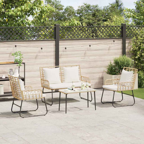 Vidaxl tuin eettafelset 3 st bruin en crème poly rattan