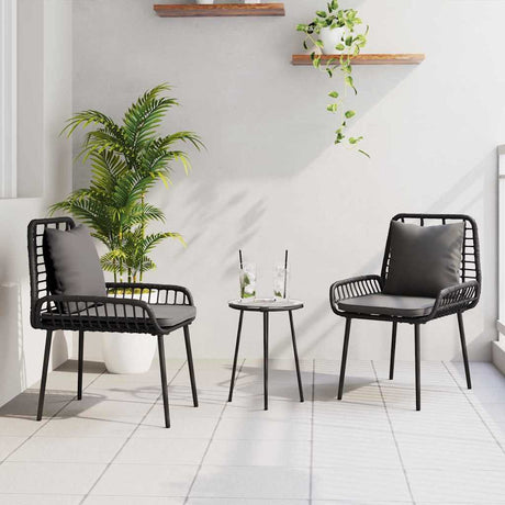 Vidaxl tuin eettafelset 3 st zwart en anthraciet poly rattan