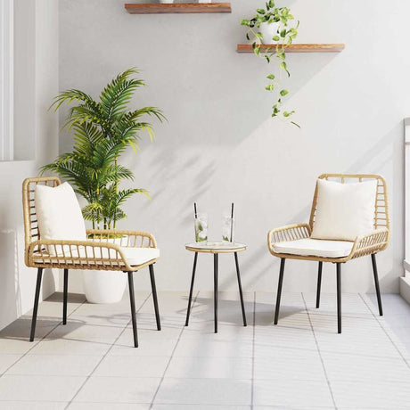 Vidaxl tuin eettafelset 3 st bruin en crème poly rattan