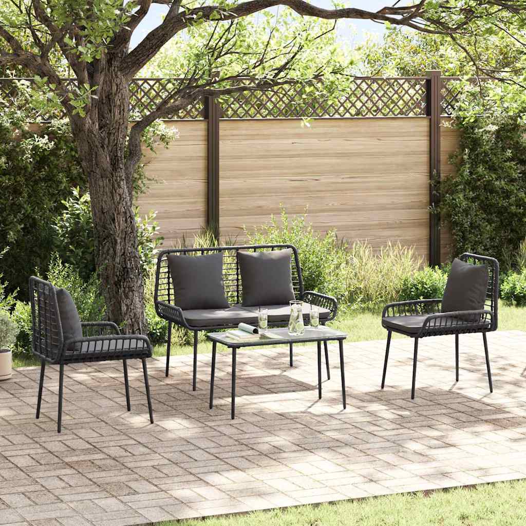 Vidaxl tuin eettafelset 3 st zwart en anthraciet poly rattan