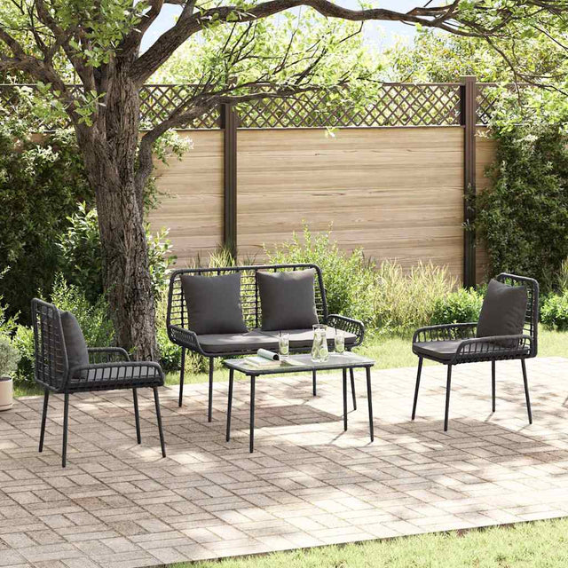 Vidaxl tuin eettafelset 3 st zwart en anthraciet poly rattan