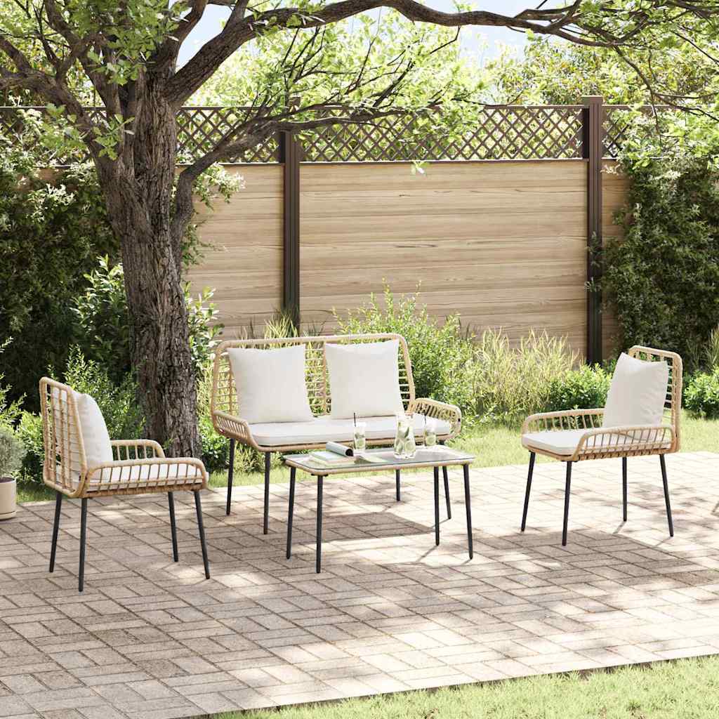 Vidaxl tuin eettafelset 3 st bruin en crème poly rattan