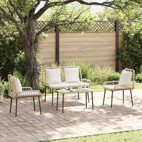 Vidaxl tuin eettafelset 3 st bruin en crème poly rattan