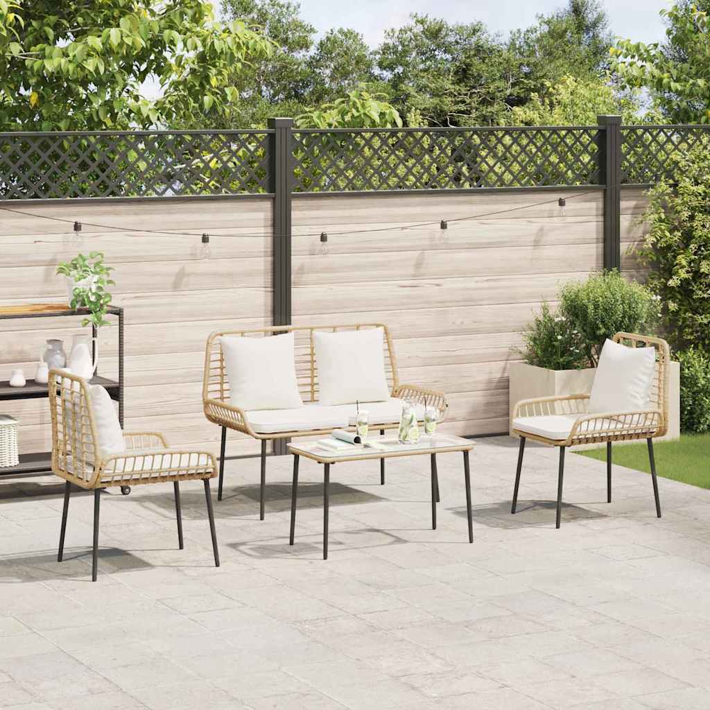Vidaxl tuin eettafelset 3 st bruin en crème poly rattan