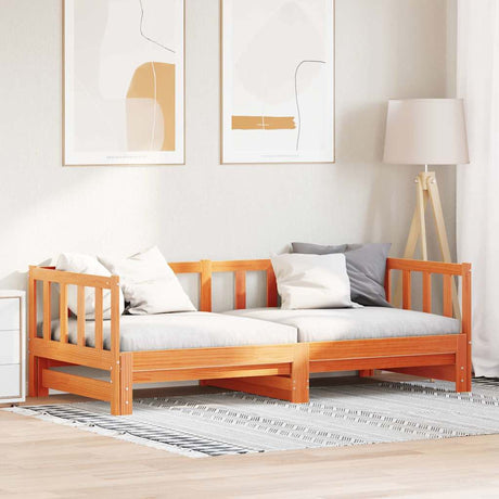 Vidaxl uittrekbare dagbed verstelbaar wasbruin 203.5 x 164 x 66 cm
