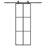 Vidaxl schuifdeur met beslagset 76x205 cm esg glas zwart
