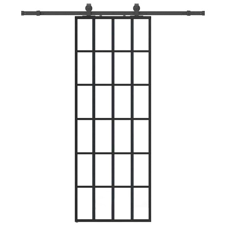 Vidaxl schuifdeur met beslagset 76x205 cm esg glas zwart