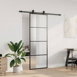 Vidaxl schuifdeur met beslagset 76x205 cm esg glas zwart