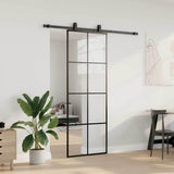 Vidaxl schuifdeur met beslagset 76x205 cm esg glas zwart