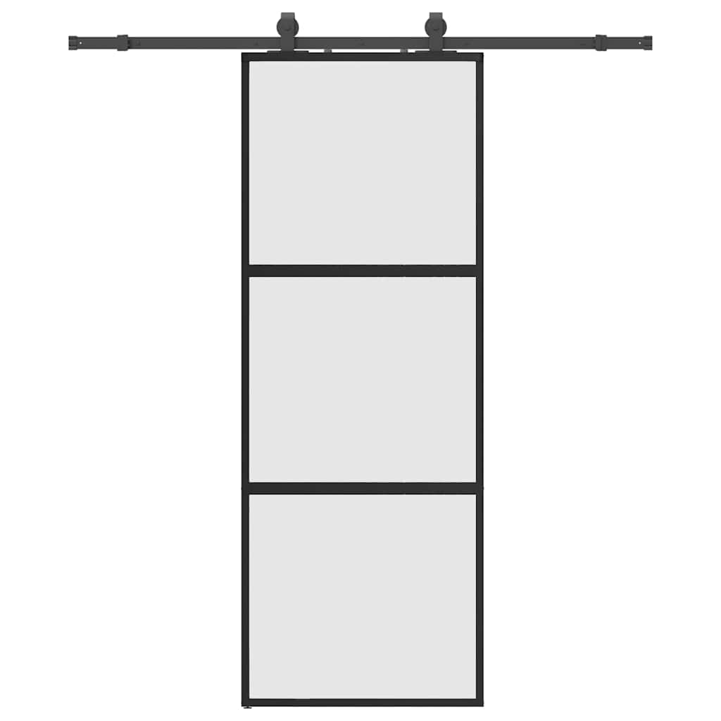 Vidaxl schuifdeur met beslagset 76x205 cm gehard glas zwart