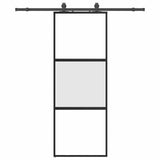 Vidaxl schuifdeur met beslagset 76x205 cm gehard glas zwart