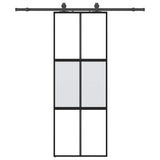 Vidaxl schuifdeur met beslagset 76x205 cm gehard glas zwart