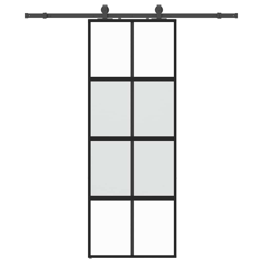 Vidaxl schuifdeur met beslagset 76x205 cm gehard glas zwart