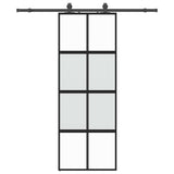 Vidaxl schuifdeur met beslagset 76x205 cm gehard glas zwart
